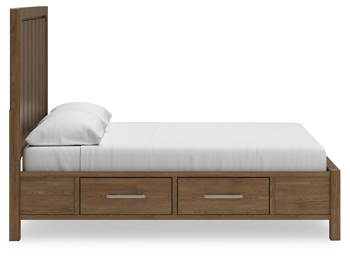 Cabalynn King Panel Bed with Storage with Mirrored Dresser