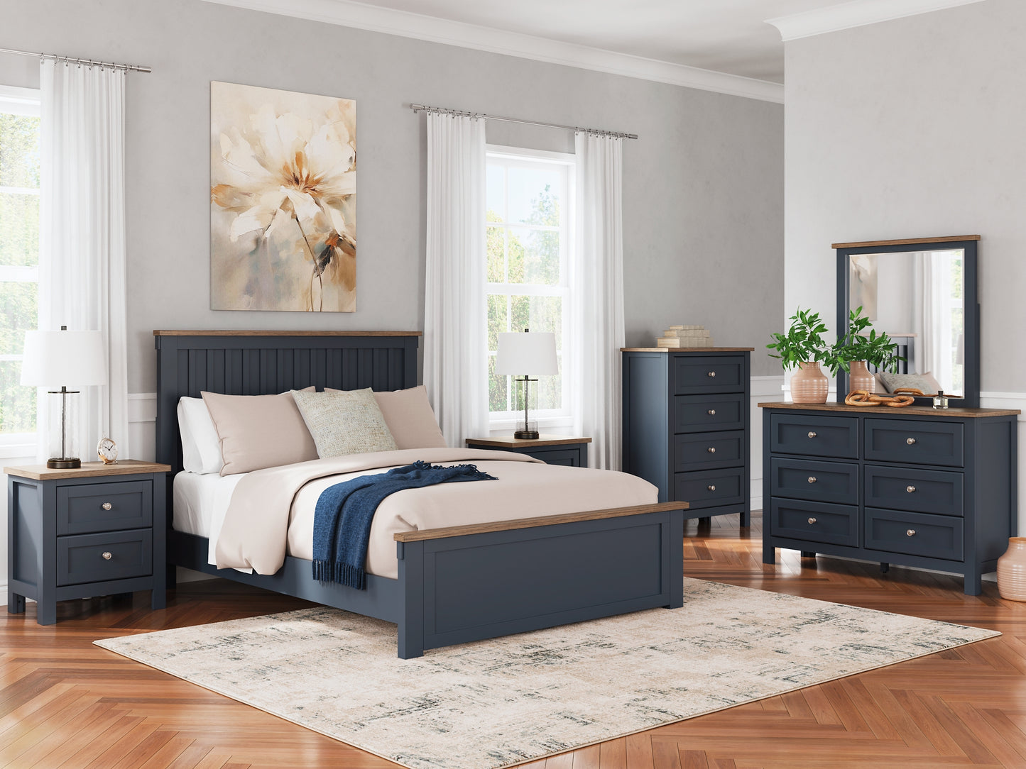 Landocken Queen Panel Bed with Dresser and 2 Nightstands