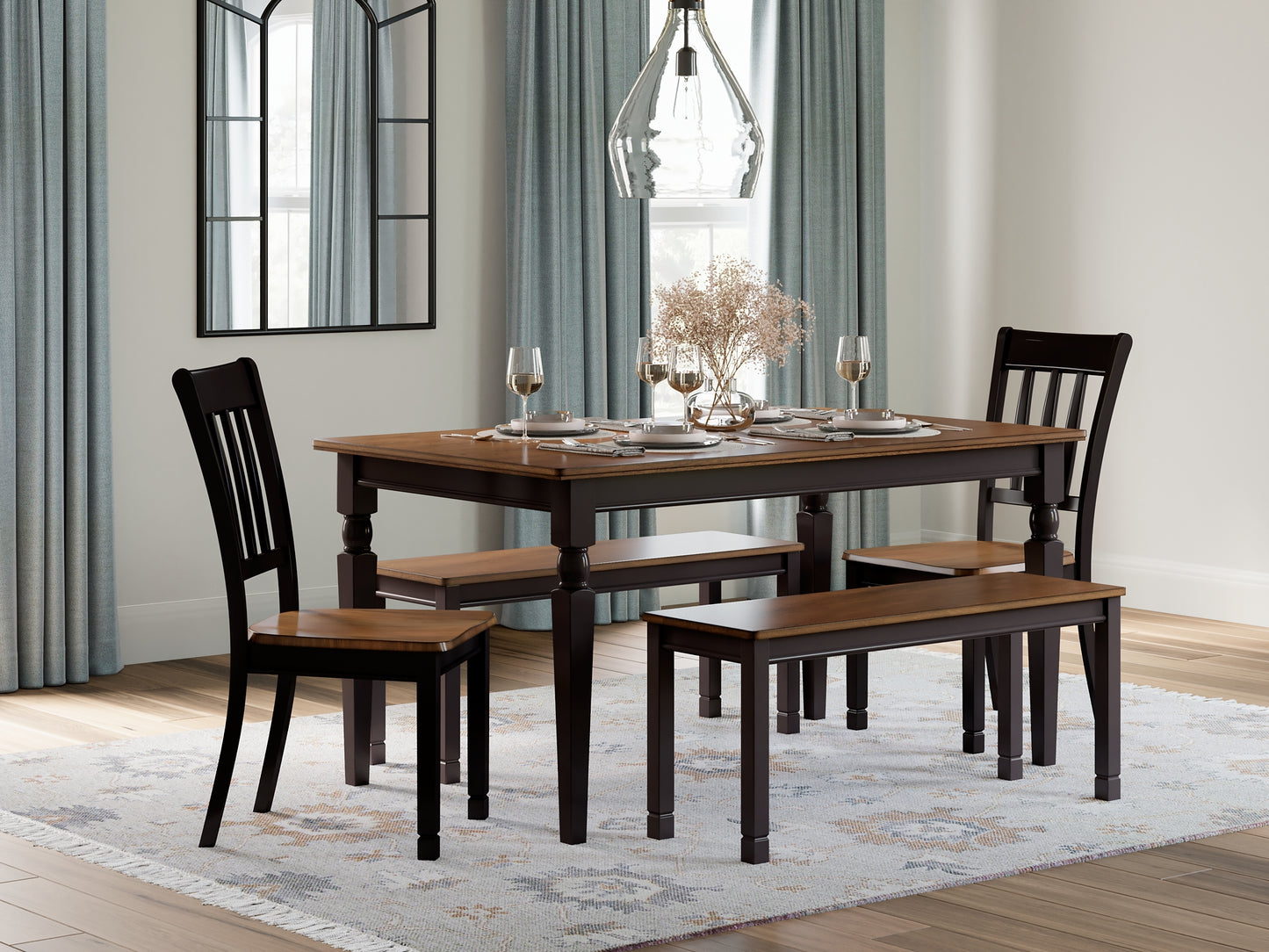 Owingsville Dining Table and 2 Chairs and 2 Benches