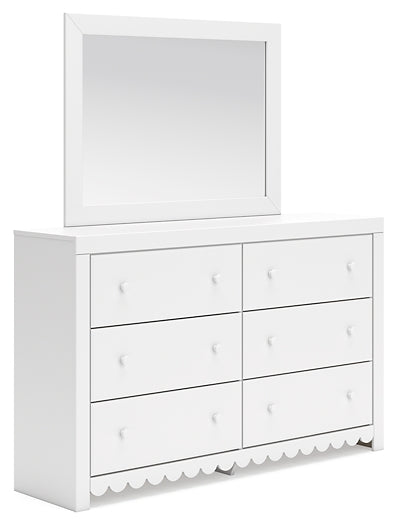 Mollviney Full Panel Storage Bed with Mirrored Dresser