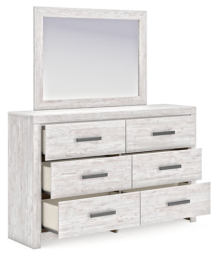 Cayboni Queen Panel Bed with Mirrored Dresser