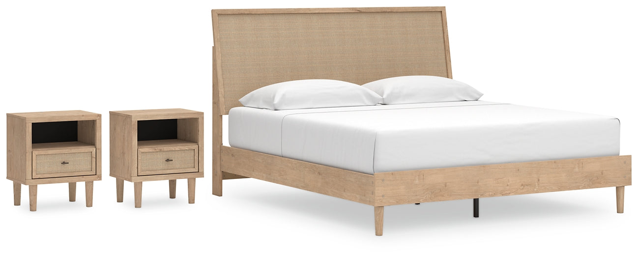 Cielden King Panel Bed with 2 Nightstands