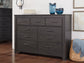 Brinxton Queen/Full Panel Headboard with Mirrored Dresser and 2 Nightstands