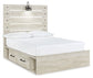 Cambeck Full Panel Bed with 4 Storage Drawers with Mirrored Dresser and 2 Nightstands