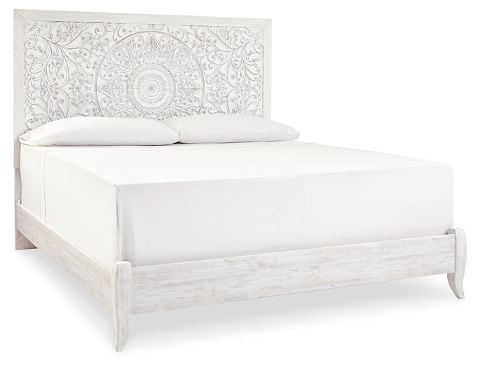 Paxberry King Panel Bed with Mirrored Dresser, Chest and 2 Nightstands