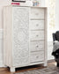 Paxberry Queen Panel Bed with Mirrored Dresser, Chest and 2 Nightstands