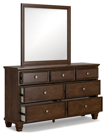 Danabrin King Panel Bed with Mirrored Dresser, Chest and Nightstand